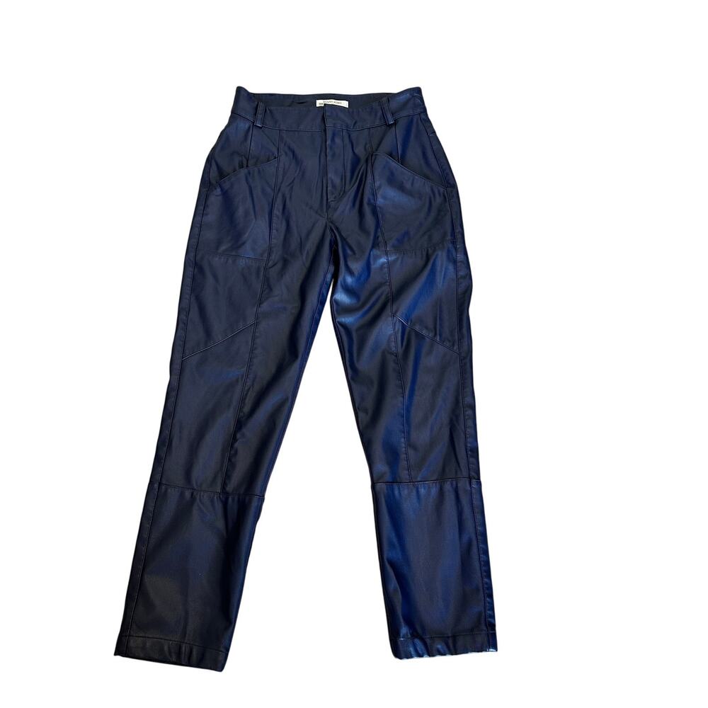 Ronny Kobo Blue Faux Leather Pants SIZE 4 Trouser Tapered Career Designer $305 - Picture 9 of 13